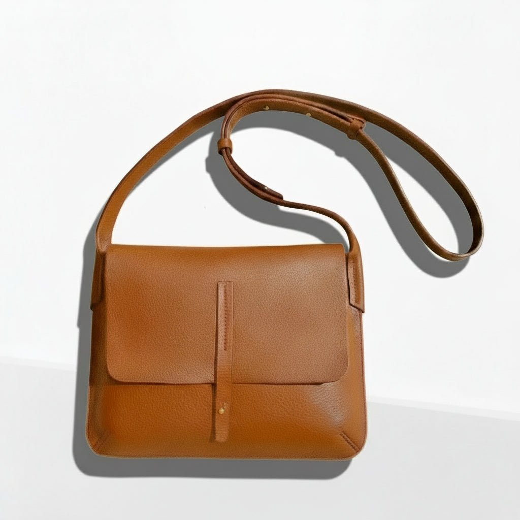 Barton | Handmade Dark Tan Leather Crossbody Bag - Dark Tan - Keep - Studio