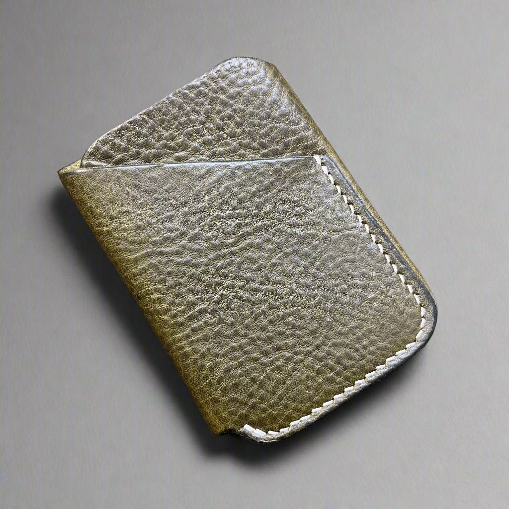 Walton Leather Wrap Wallet - Keep - Studio in olive green with cream stitching
